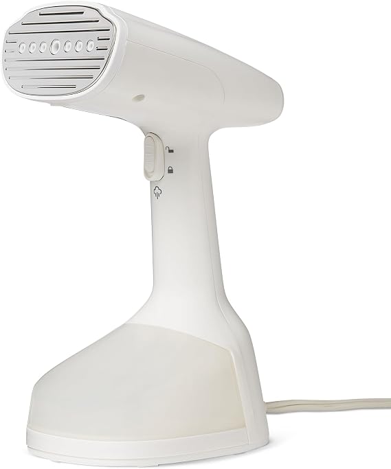 Amazon Basics Handheld Garment Steamer for Clothes, 1500W Turbo Extreme Steam with Dual Steam Modes, Auto Shut-off, Fabric Accessories, White