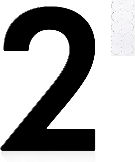 4 Inch Aluminum House Numbers and Letters, Black Metal House Letters for Outside, Address Numbers for Door, Home, Office, Garden, or Outdoor Wall Mount(Number 2)