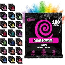 Chameleon Colors 70g Individual Color Powder Packs - 100 Pack - 10 Vibrant Colors - Non-Toxic & Gluten-Free - Great for Holi, Color Wars, Fun Run, Gender Reveal, Summer Camp & More
