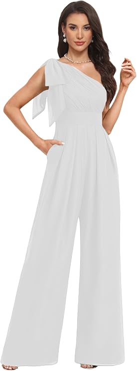One Piece Mother of Bride Jumpsuit Pleated Mother of Groom Outfits