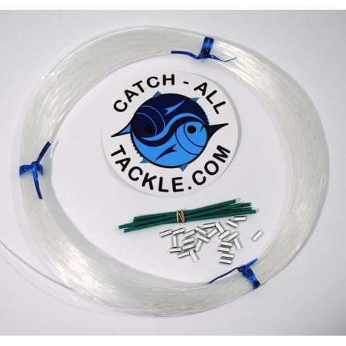 Monofilament Fishing Leader Kit 100yds 1.4mm-200lb Clear-Loop Protectors crimps