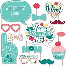 Big Dot of Happiness Mother's Day Photo Booth Props Kit - 20-Piece Floral Design Party Photography Set, Premium Cardstock Props with Assembly Sticks
