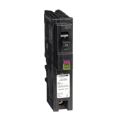 Square D by Schneider Electric Square D - HOM115PDFC Homeline Plug-On Neutral 15 Amp Single-Pole Dual Function (CAFCI and GFCI) Circuit Breaker,