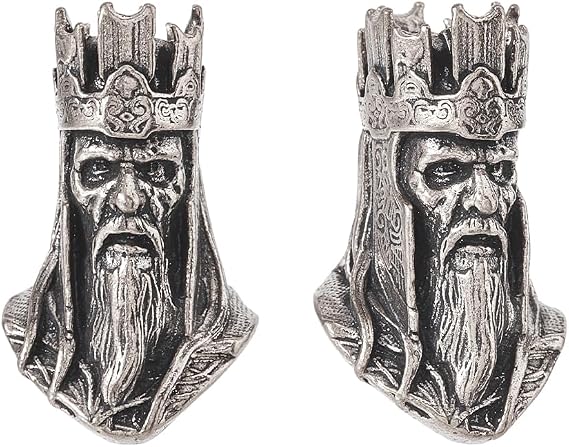 DICOSMETIC 2Pcs Brass Paracord Beads Bulk King Knife Lanyard Bead King Head EDC Charm Beads Antique Silver Large Hole Bead for Knife Lanyard Keychain Bracelet, Hole: 6mm