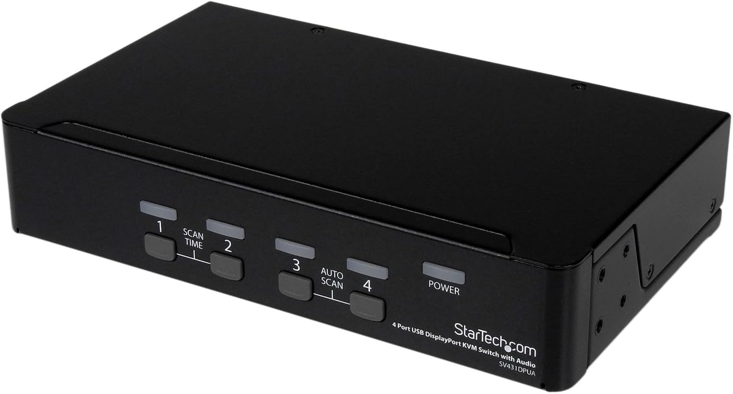 4 Port DisplayPort KVM Switch - DP KVM Switch with Audio and Built-in USB 3.0 Hub for Peripherals - 4K 30Hz, TAA (SV431DPU3A2)