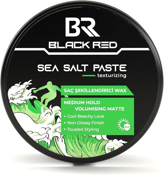 BLACK & RED Wax Hair Styling Wax Sea Salt Paste Sea Salty Mat Natural Appearance Medium Hardness - 120 ml