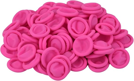 200 Pcs Finger Cots, Disposable Finger Protectors, Latex Anti-Static Finger Tip Rubber Protect Keeping Dressing Dry and Clean (Medium, Pink)