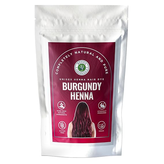Henna Cosmetics Natural Henna Hair Dye, Burgundy, 200g + Free 50g Henna