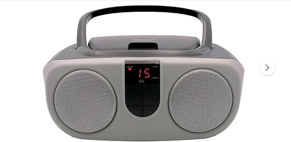 PROSCAN Sylvania SRCD243 Portable CD Player with AM/FM Radio, Boombox (Silver/Black)
