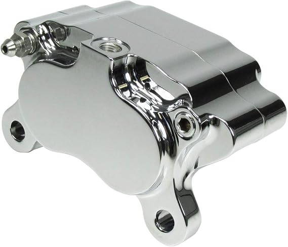 Chrome Ultima 4-piston Billet Aluminum Motorcycle Brake Caliper WITH PADS - Mounting Kits Also Available - Harley Chopper Bobber Cafe Racer
