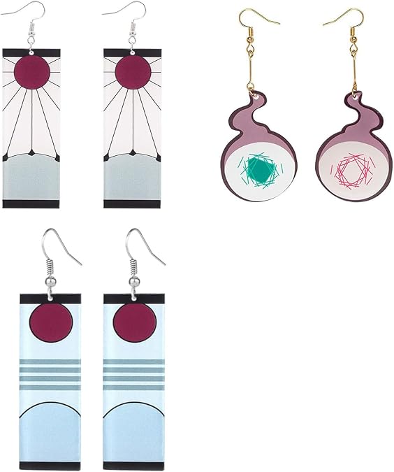 PPX 3 Pairs Acrylic Earrings and Cosplay Earrings Earrings Anime Earrings Halloween Accessories