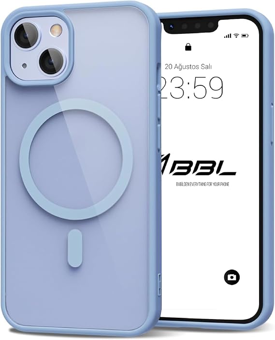 iPhone için Kılıf Kamera Korumalı Magsafe Wireless Şarj Özellikli Şeffaf Renkli Kılıf (iPhone 15 Plus Sierra Mavi)