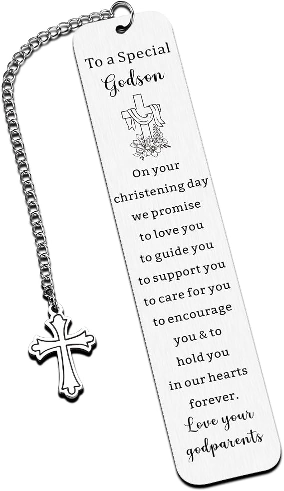 Godson Gifts from Godmother - First Holy Communion Gifts for Boys 1st Communion Gift for Boys, Cool Unique Bookmarks Gift for Godson, Christening Giftt Catholic Religious Book Marks for Reading Kids