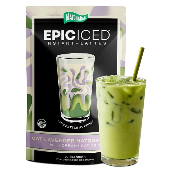 Matchabar Epic Instant Iced Toasted: Lavender Oat Matcha Latte (10), Vegan