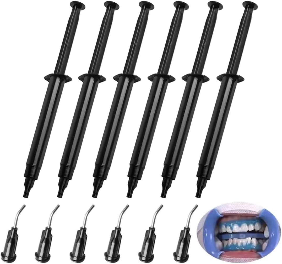 6Pcs Professional Teeth Whitening with 6pcs Tips, 3ML Gingival Protection Gel, Dental Gum Protector Gels, Dental Syringe, Provides a Protective Barrier for Gums Therapy