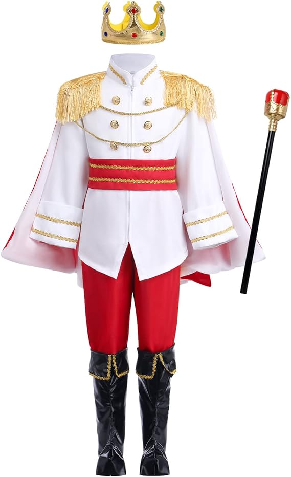IDOPIP Boys Prince Charming Costume Prince Dress up Medieval Royal Prince Outfit Costume for Toddler Kid Boy HalloweenCosplay