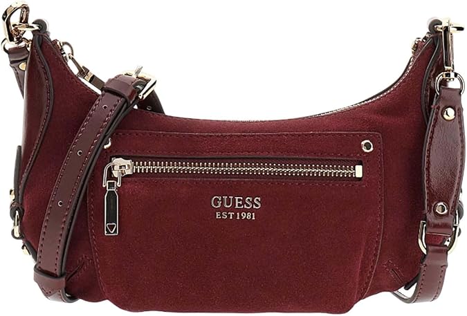 GUESS Leather cross body bag Marsha Mini Crossbody Bag Burgundy dark red