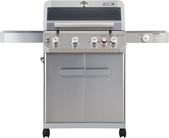 Monument Grills Mesa Series, 4+1 Outdoor Barbecue Stainless Steel Propane Gas Grill, 4 Burners & 1 Side Burner 62,000 BTU Patio Garden Barbecue Grill with Knob Controls, Mesa415BZ