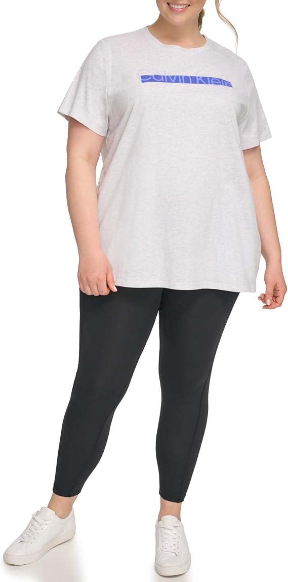 Calvin Klein Women's Sliced Logo Relaxed Short Sleeve T-Shirt