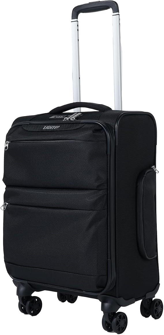 LIGHTGO 20" Carry On Softside Luggage, Ultra Light, TSA Lock Black