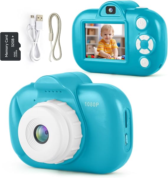 Camera for Kids, NBKLS Kids Camera for Girls Boys, Toddler Digital Cameras with 32G SD Card and 4 Puzzle Games, Christmas Birthday Gifts Toys for 4 5 6 7 8 9 Years Old Girls