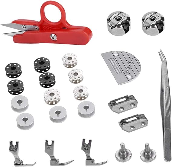 Sewing Machine Accessories Kit, 27Pcs Industrial Flat Bed Sewing Machine Accessories Regular Spare Parts Tool Set for Flat Bed Sewing Machines