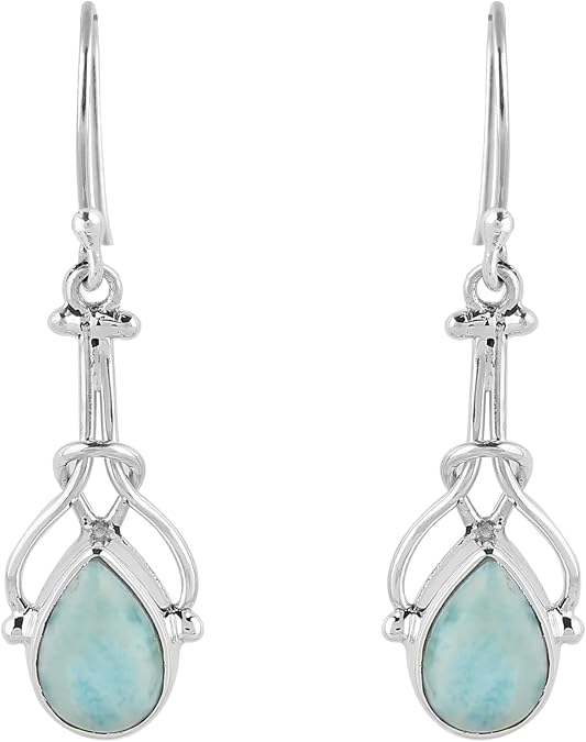 Natural Gemstone 925 Sterling Silver Jewelry for Women | Handmade Hypoallergenic Lightweight Dangling Earrings ARTISANJEWELS