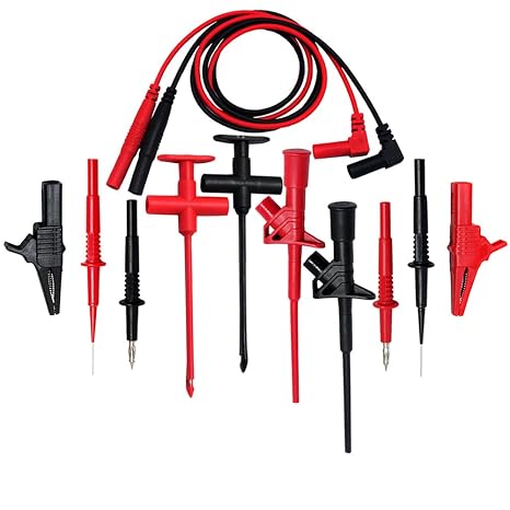 Aidetek Automotive Test Lead Kit Insulation Piercing Test Clip Large Crocodile Clips Flexible Spring for Multimeter Meter Test Probes Test Leads Set Probe CE Certificate TLP20163