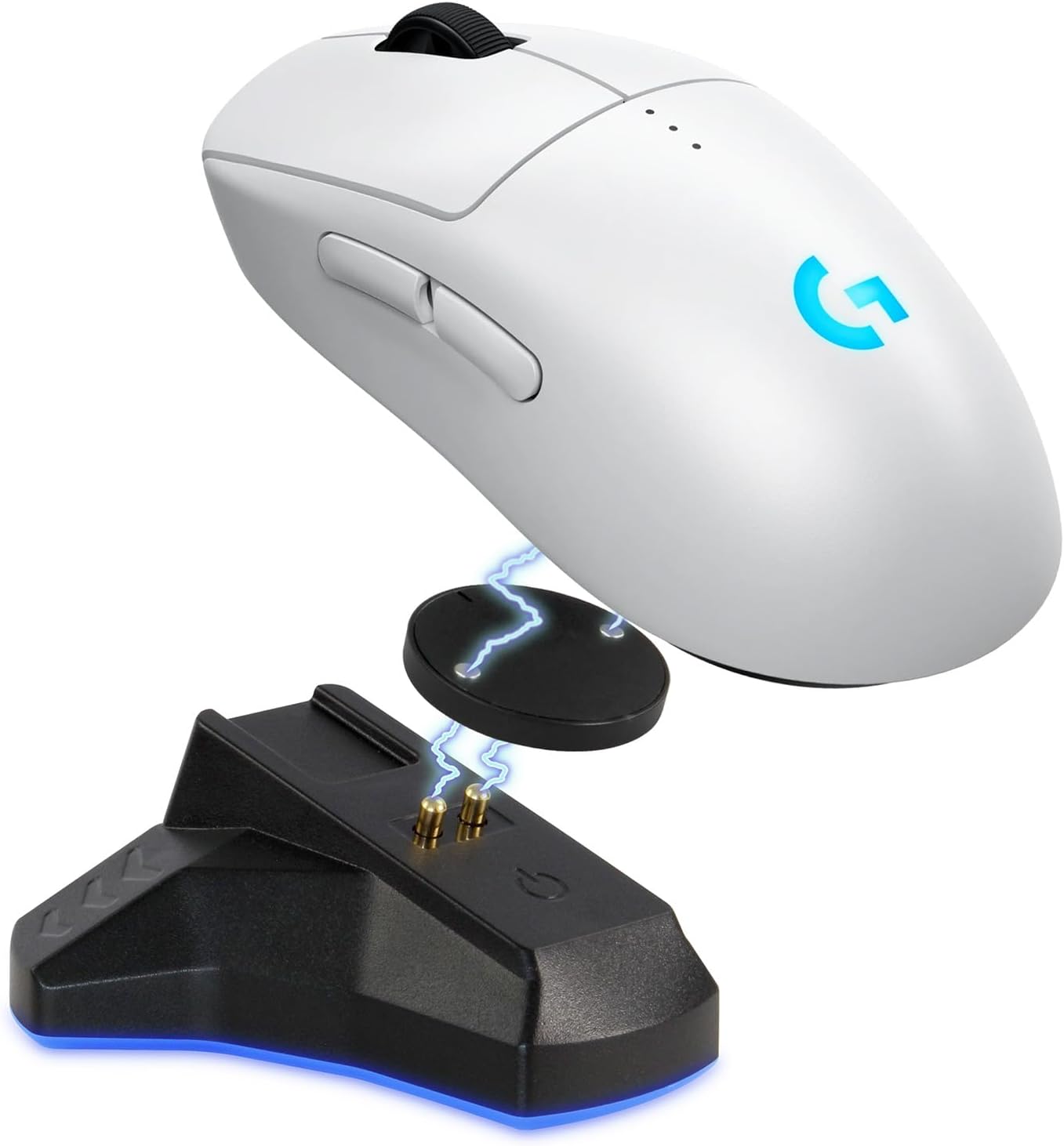 Logitech PRO 2 Lightspeed Wireless Gaming Mouse, White | Hero 2 Sensor, 44k DPI, 8 Programmable Buttons, LIGHTFORCE Switches, RGB Lighting, Lightweight, PCMac | with Signature Series Charging Dock