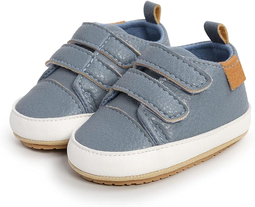 Unisex Baby Boys Girls Rubber Sole High Top Ankle PU Sneakers, Sport Newborn Infant First Walkers Shoes