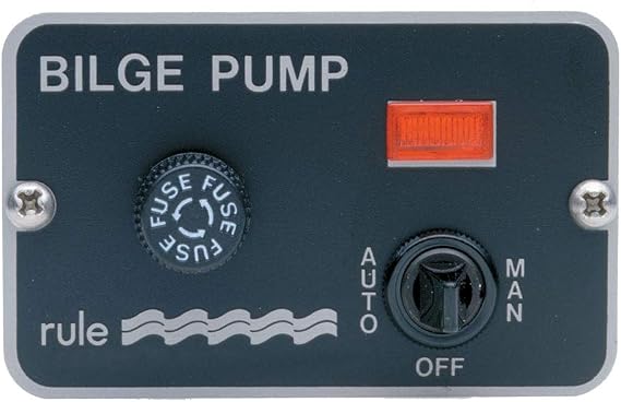 Rule 42 3-Way Panel Lighted Pump 24/32V DC Switch Toggle, 3-1/4" L x 2" W