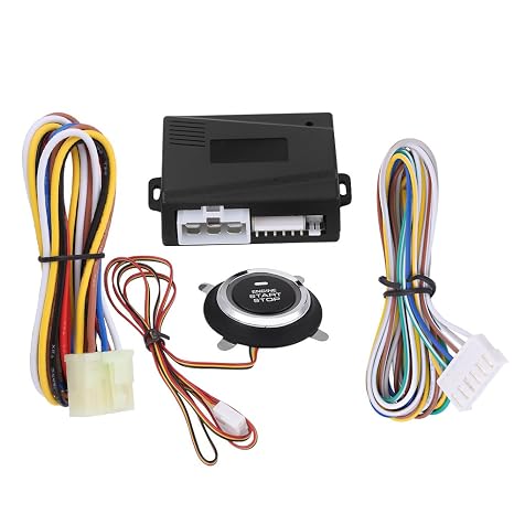 Car Alarm System Push Engine Start Button and Keyless Go System HI-Qiilu Car Alarm System Engine Start Button Remote Ignition Remote Starter 12V Universal