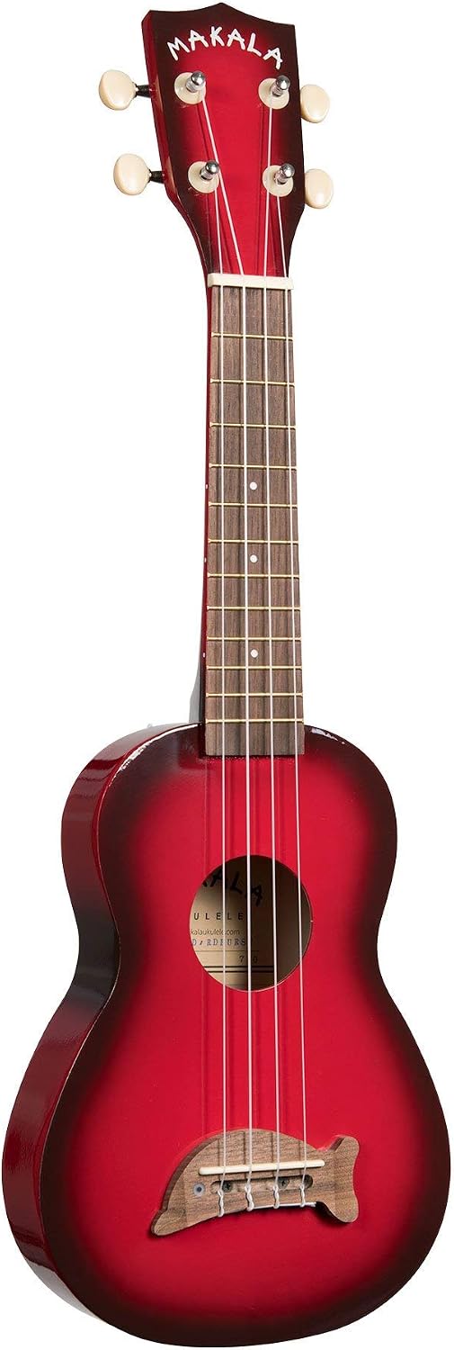 Makala MK-SDRDBURST Dolphin Bridge Red Burst Soprano Ukulele, Red Burst, one size