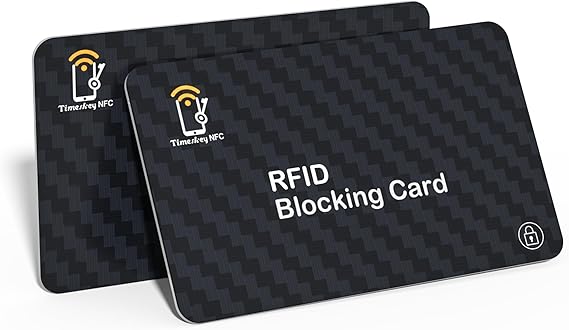 Timeskey NFC 2 RFID Blocking Cards, Contactless NFC Bank Debit Credit Card Protector Blocker, Anti Theft Blocking Wallet Protector,The Original Security Card for Men or Wome