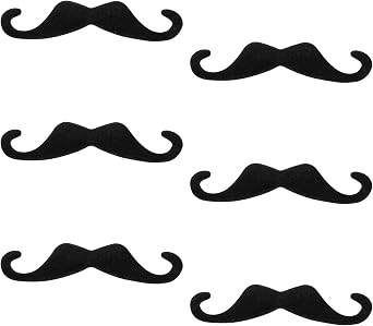 6 Pcs Fake Mustaches Self Adhesive Novelty Moustache Black Mustache Stickers Realistic Facial Hair Fake Beard Costume for Party Halloween Masquerade Cosplay Festival Performance