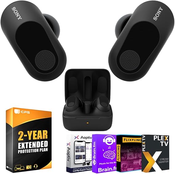 Sony INZONE Buds Truly Wireless Noise Cancelling Gaming Earbuds (Black) WFG700N/B Bundle with 2 YR CPS Enhanced Protection Pack and Audio Essentials Software