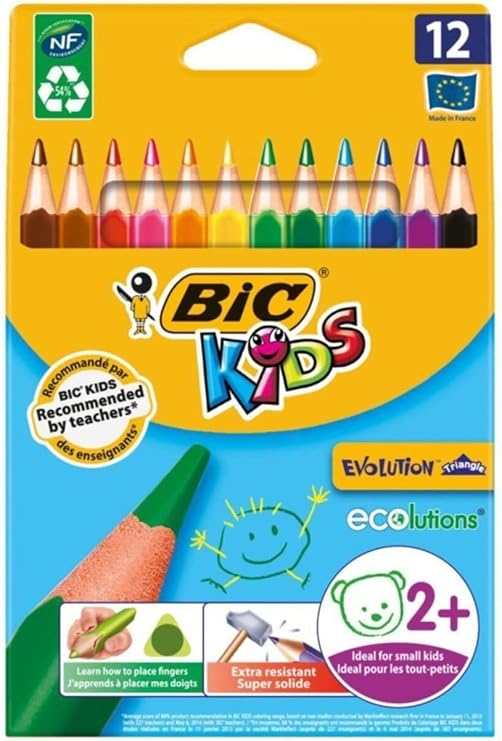 Bic Kids Evolution Üçgen Jumbo Kuru Boya Kalemi 12 Renk