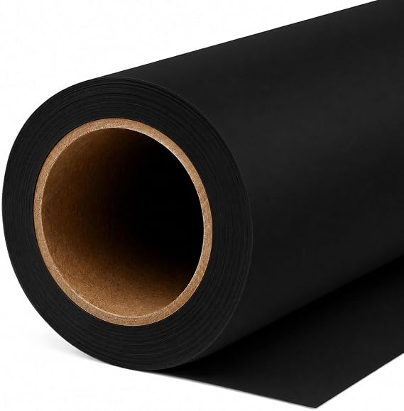 Yizhily Jet Black Photo Backdrop, Seamless Paper, 82 in x 16 ft