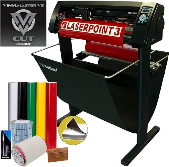 34" LaserPoint 3 Vinyl Cutter Plotter with Contour Cutting, Vinyl, Tape, Tools (Bundle)