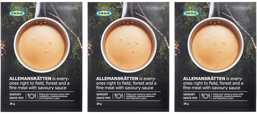 IKEA 703.543.09 ALLEMANSRÄTTEN 1.0 Oz. Mix Pack of 3 for Swedish Meatball Cream Sauce; Mix with Spices Like Green Peppercorn, Herbs Like Thyme or Your Favorite Mustard; Make Your Sauce More Exciting