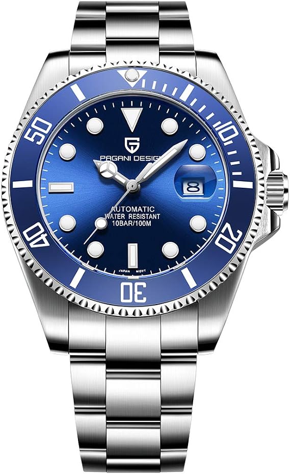 Pagani Design Mens Automatic Mechanical Wrist Watches Japanese Movement Stainless Steel Bracelet Ceramic Bezel 100M Waterproof Watch