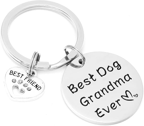 Kivosliviz Dog Grandma Gifts Keychain Paw Print Jewelry Best Dog Grandma Ever Lover Keychain Dog Grandmother Keychains