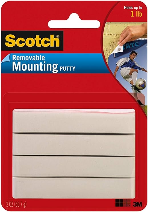 Scotch Mounting Putty 3MVK, Removable, 2 oz, White, 3-Pack