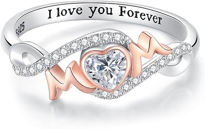 Sterling Silver Mother Daughter Ring - Mom Nana Sister Daughter Rings for Women I Love You Forever Mothers Day Gifts Jewelry for Wife Grandmother