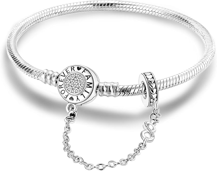 NARMO Sterling Silver Bracelets for Women Heart Bracelets Fit Pandora Charm Beads Size 6.7in-7.9in