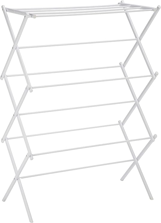 Amazon Basics Foldable Portable Clothes Drying Rack for Indoor Air Drying, Collapsible Design, 14.5" D x 29.5" W x 41.8" H, White