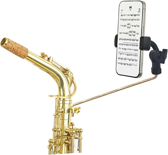 Alto Saxophone/Tenor Saxophone Phone Holder Sax Lyre Clip Phone Holder Square 4mm x 4mm Socket Adjustable Angle