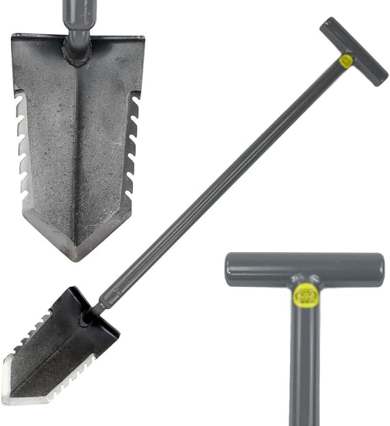 T- Handle 31" Heavy Duty Metal Detector Shovel Double Serrated Blade