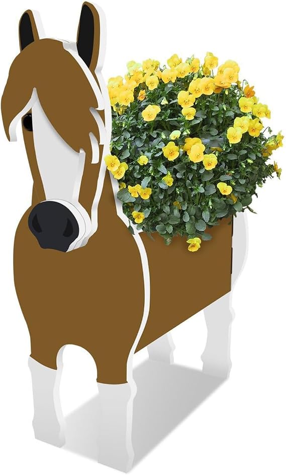 Cow Planter Animal Planter Pot Cow/Horse/Zebras/Goat/Sheep/Donkey Flower Pot Cute PVC Planter Plant Pot Container for Indoor Outdoor Garden Decor(Horse)