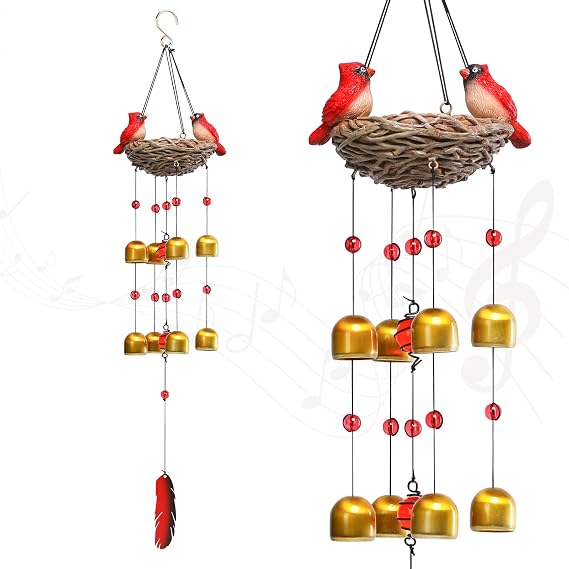 Taman Cardinal Wind Chimes, Metal Bells Windchimes Outdoor Garden Gifts